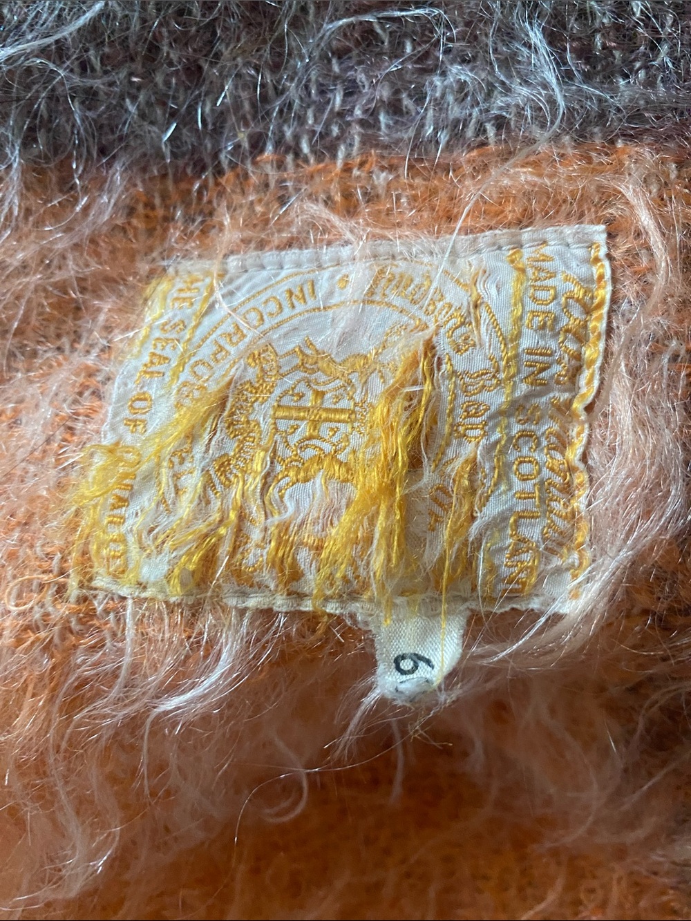 HUDSON’S BAY CO. Mohair Plaid Throw Blanket Fall Orange/Brown/Cream L: 69”x46” - Picture 16 of 16